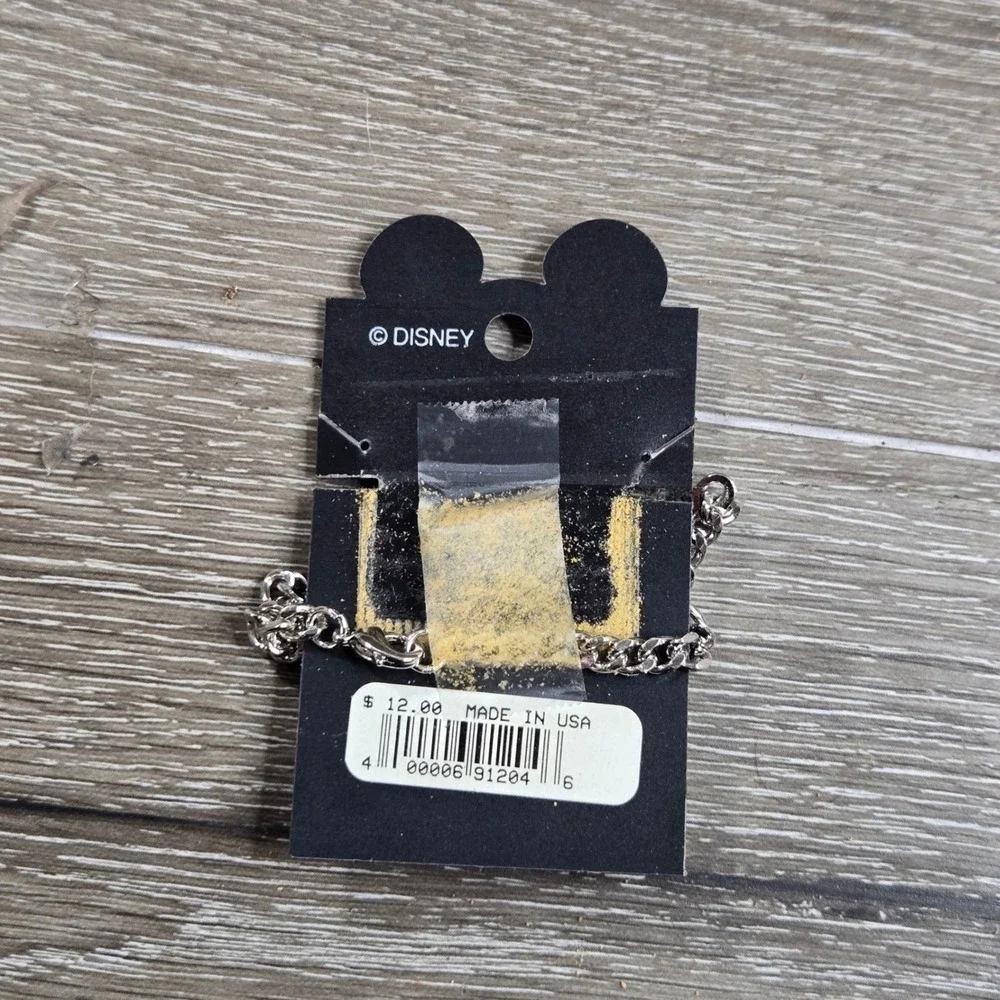 Disneyland Resort Mickey Mouse Rhinestone Charm ID Chain Bracelet New